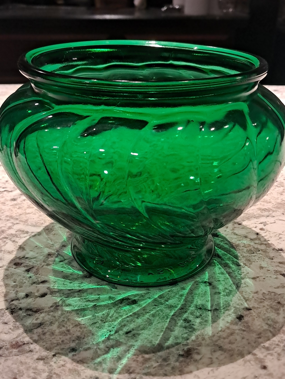 Vintage Napco Emerald Green Swirled Glass Planter Bowl